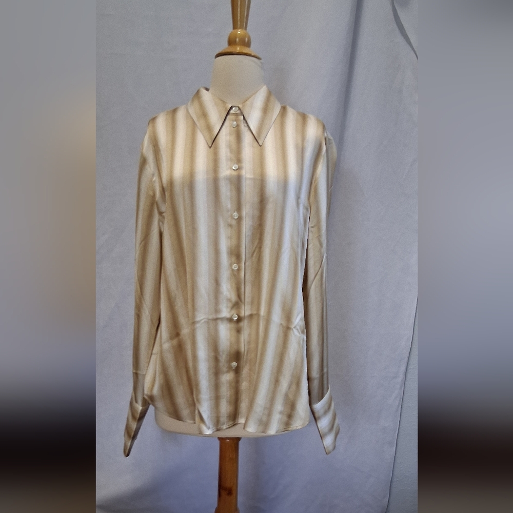 Madewell Cream Silk Button-Up Shirt